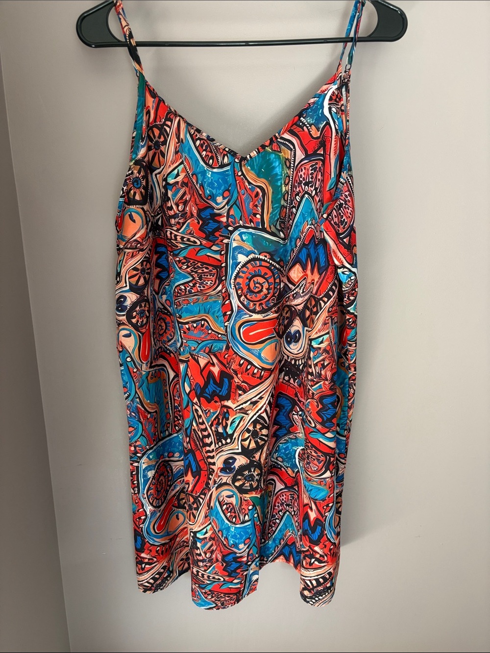 SHEIN Red & Blue Multicolor Printed Dress